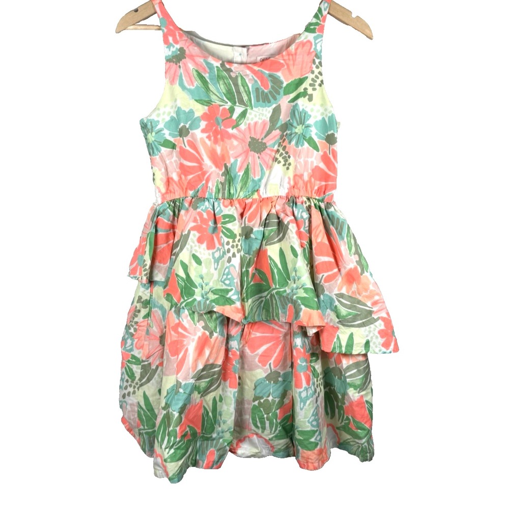 Cat‎ & Jack Dress Girls XL 14 16 Floral Sleeveless Spring Tiered 100% Cotton NEW